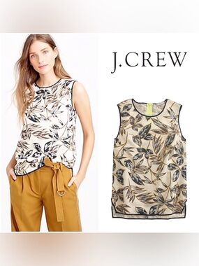 J. CREW GOLD-FOIL LEAF SHELL TOP